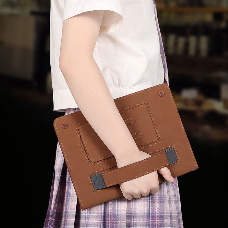 Leather Protective Case for Apple iPad-Brown Stand with Pencil Holder Card Holder Bracelet for iPad Full Series iPad/iPadproiPadair/iPadmini/iPad2024