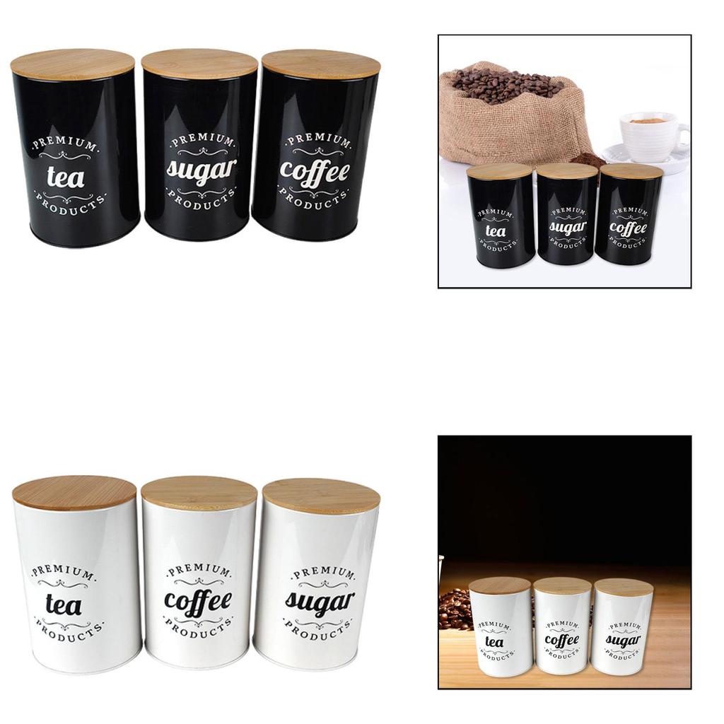 Kitchen Food Storage Canister Set Sealed Tin Containers with Lids for Coffee Tea Sugar Organizer Farmhouse Dining Jar