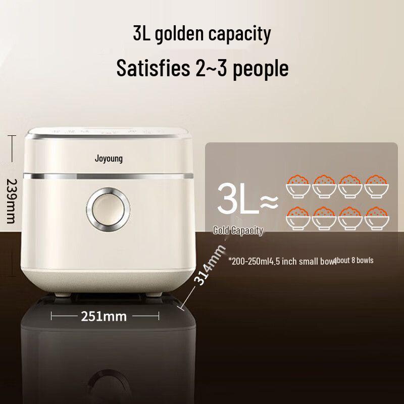 

Індукційна рисова каструля Joyoung з 3D нагріванням, внутрішній горщик з нержавіючої сталі без покриття, велика місткість 40N1U.