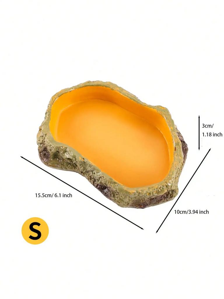 Reptile Water Bowls Decorative Terrarium Habitat Decoration Resin Feeding Bowl for Frog Tortoise