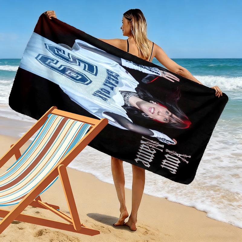 Custom Name Billie Eilish Print Beach Towel, Large Soft Quick Dry Towel for Beach Camping Swimming -HE187