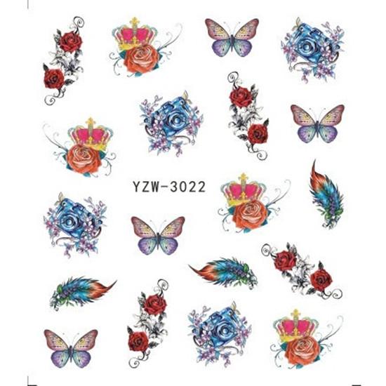 1pc 3D Nail Stickers Spring Summer Natural Flower Leaves Simulation Dried Flower Dragonfly Nail Applique Water Slides Decoration