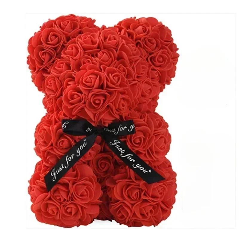 

Valentine s Day Eternal Rose Teddy Bear Set - Artificial Flower Decor for Birthday, Anniversary & Romantic Gifts for Girlfriend красный