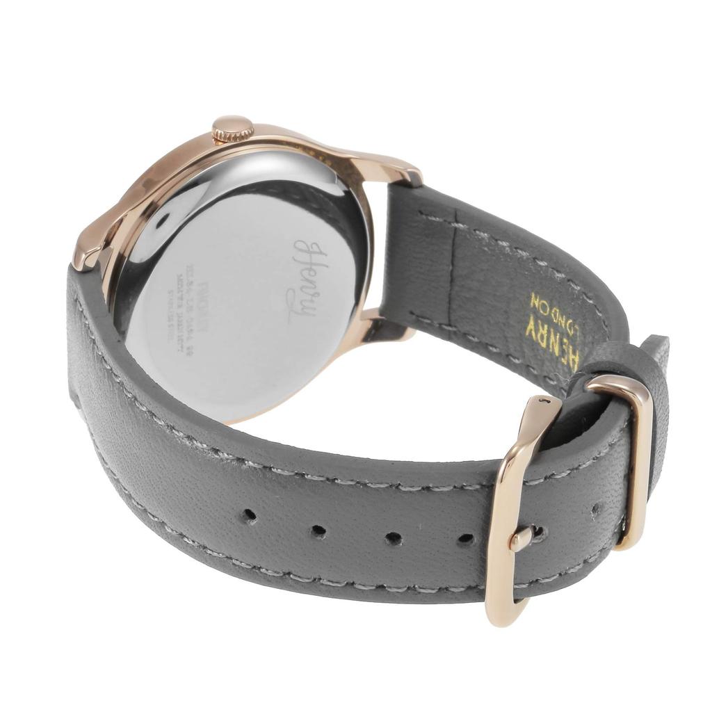 Henry London Zegarek Szary Stal Nierdzewna Kwarcowy Wyprodukowany z Oficjalnego Importu HL34-LS-0424, Tarcza, Kryształ, Mechanizm, Biały, Wielka Brytania, Londyn,