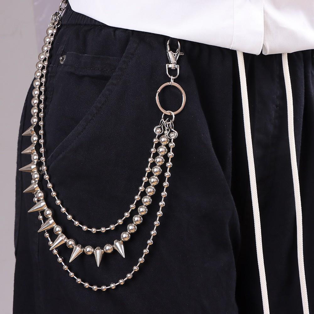 Chaîne de taille multicouche Hip Hop Punk Métal Rivet Bijou pour Performance Scénique