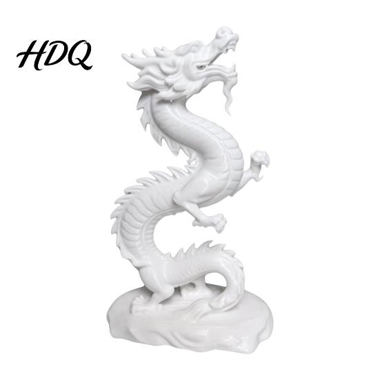 PLA Dragon Statue 3D Printed Chinese Figurine Collectible White Statue Handmade Figurine Sculpture Feng Shui Decoration for Home Office