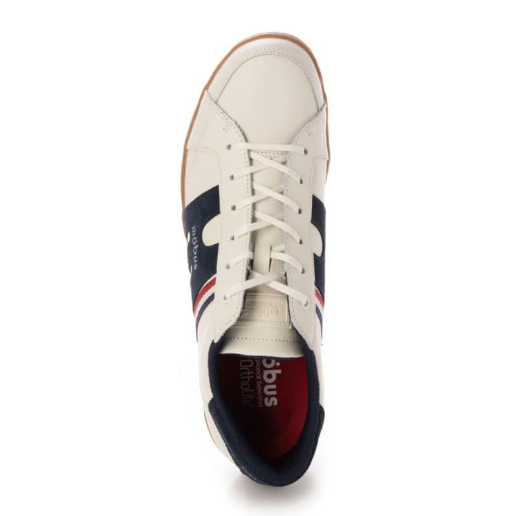Mobus Men's Leather Sneakers, Genuine Leather, Sports, Casual, Walking Shoes, Current Model MOSEL (CREAM/NAVY, Measurement 25 Points, 0 Centimeters)