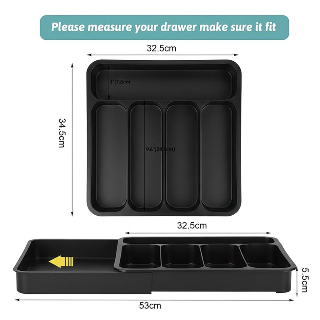 Expandable Cutlery Drawer Organizer Adjustable Utensil Tray 6 Compartment Flatware Storage Divider Kitchen Organization