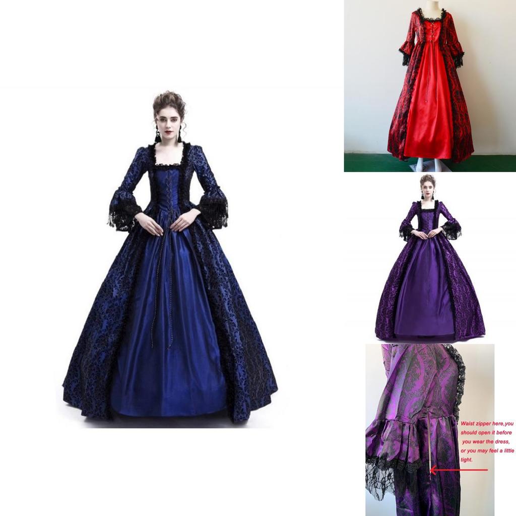 Elegant Renaissance Gothic Womens Victorian Maxi Dress Perfect For Cosplay