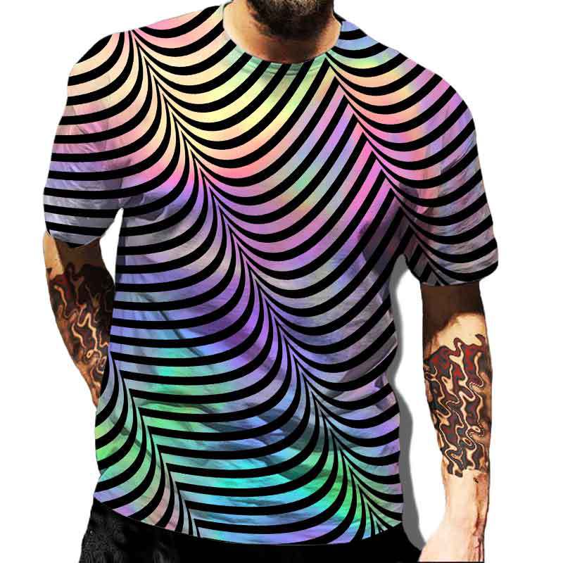 Geometric Shape Creative Design Colorful Vortex 3D Printed T-shirt Casual Street Men's T-shirt