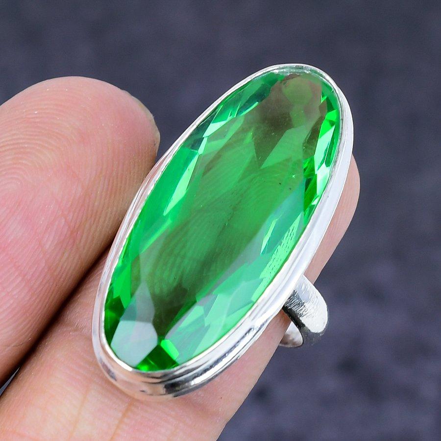 Natural Tsavorite Gemstone Handmade 925 Sterling Silver Jewelry Ring Size 8 h0y50