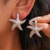 Zinc Zinc Alloy Starfish Stud Earrings Geometric Korean Style Earrings Funny Starfish Ear Studs  Ladies