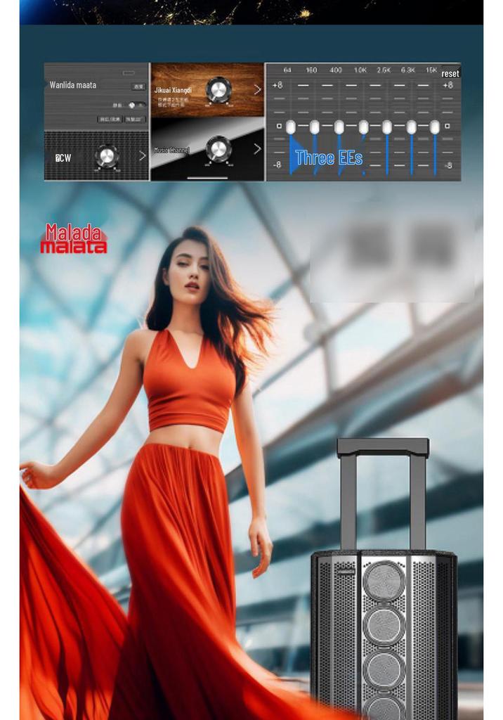 Wanlida M9797 Portable Square Dance Audio System with Microphone - High Power Outdoor KTV Performance Speaker with Handle
