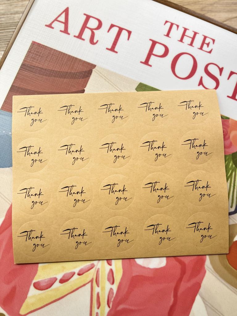 6pcs Thank You Folding Card Gift Kraft Message DIY Decoration Holiday Greeting Card Envelope Seaing Sticker Student Stationery