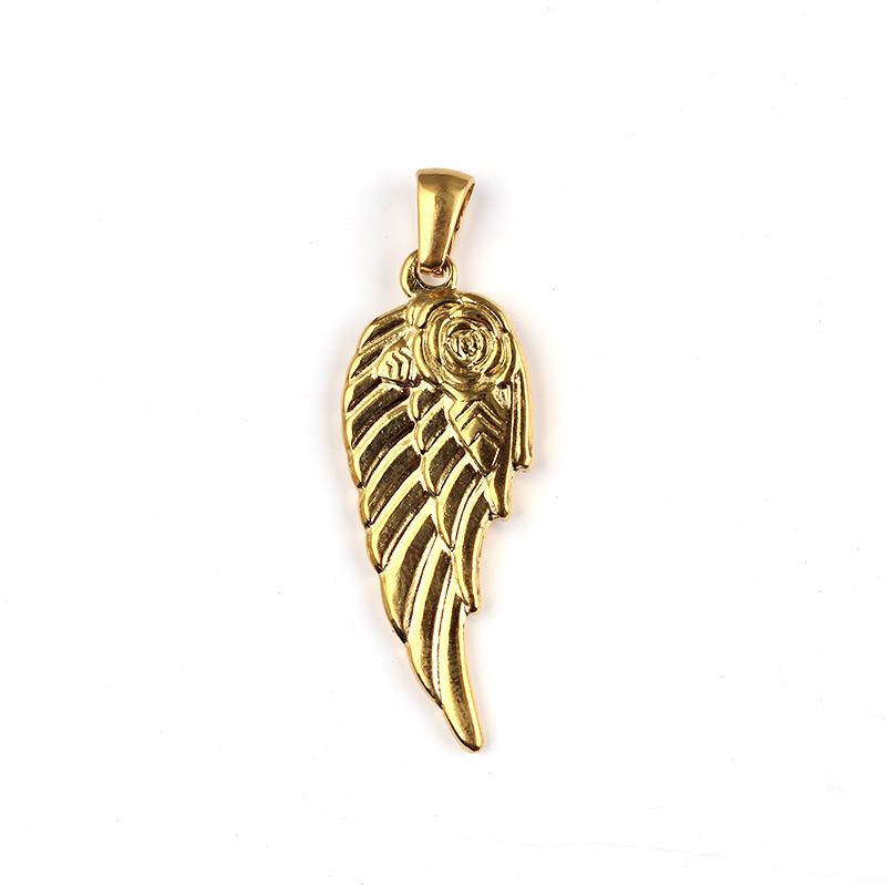 European Retro Feather Wings Pendant Necklace, Gold-Plated Stainless Steel DIY Jewelry