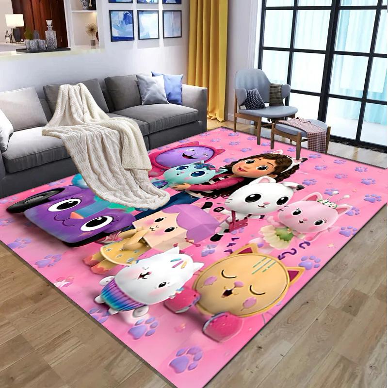 Gabby's Puppenhaus Muster Teppich, Innen-/Außenmatte, für Picknick, Spielzimmer, Schlafzimmer, Büro, Wohnzimmer, Heimdeko Teppich, Geburtstagsgeschenk
