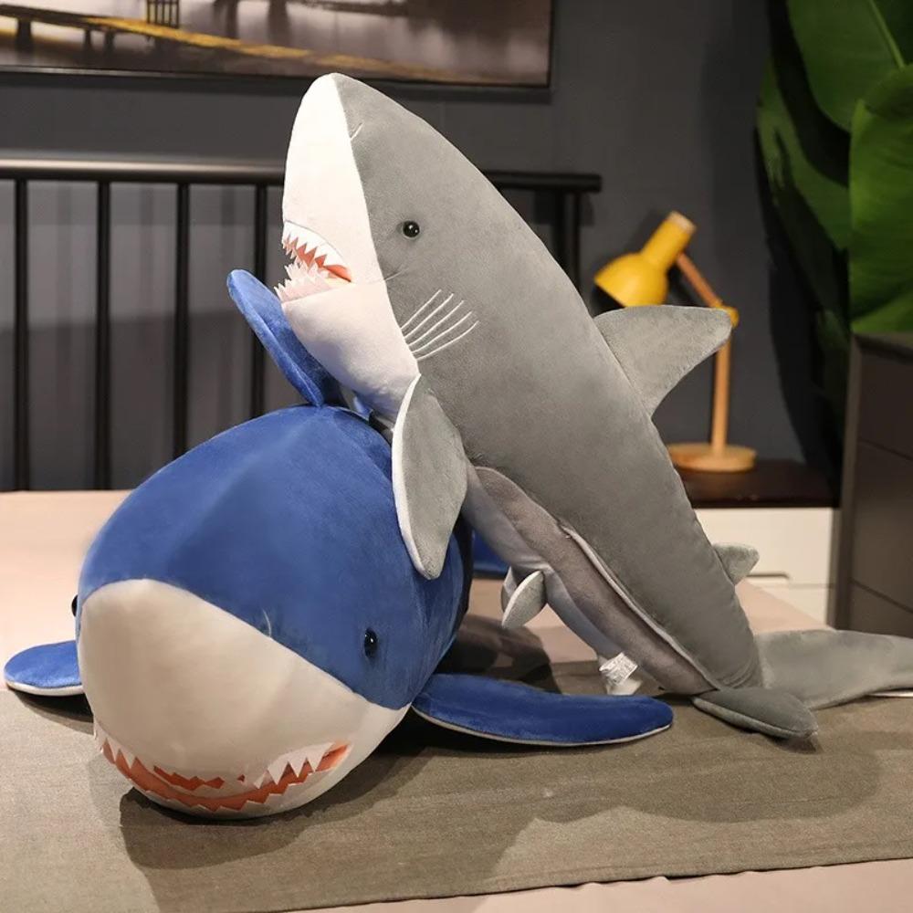 90cm Plush Giant Shark Toy Sea Fish Doll Animals Long Sleeping Pillow Cushion Stuffed Birthday Gifts For Boys Baby