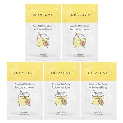 Superfood Skin Savior, For Love & Honey, 5 Beauty-Tuchmasken, 20 ml (0,68 fl oz) jeder
