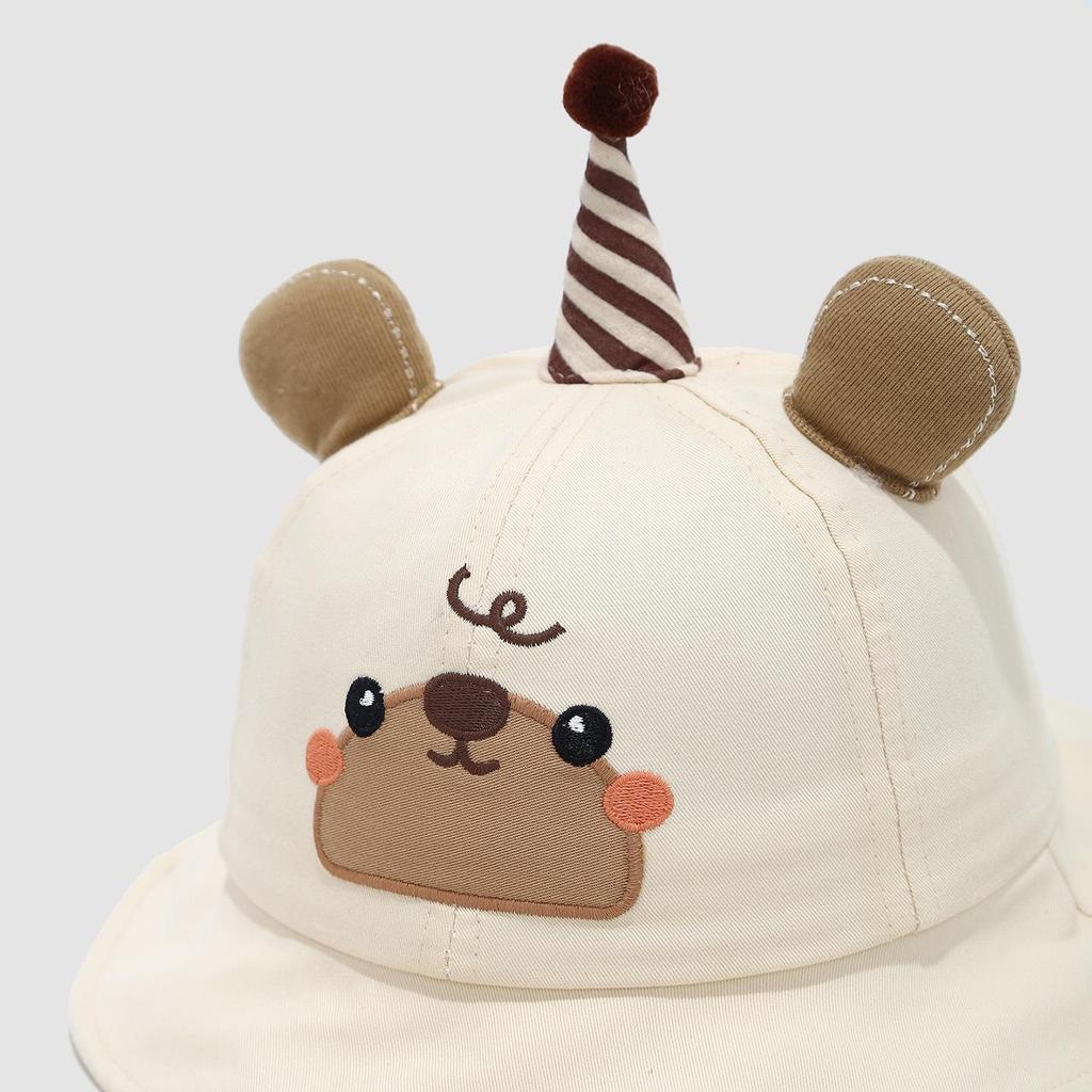 2026 Spring Unisex Baby Bucket Hat - 3D Cartoon Bear Design, Kids Fisherman Sun Hat