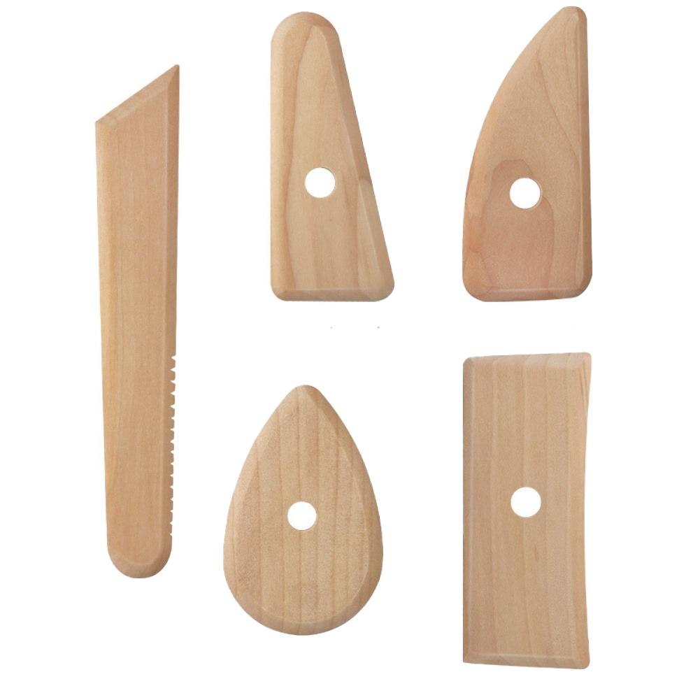 5PCS/set Wood Pottery Clay Tool Plasticine Sculpture Molding Carving Tools For Handmade Crafts For Ceramic & Art Crafting