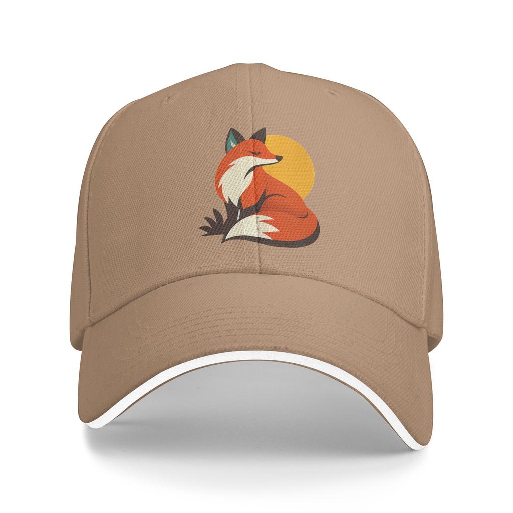 Retro Mid Century Modern Fox Art Sun Baseball Cap  Summer Street Style Hip Hop Hats For Men Adult Outdoor Sport Baseball Caps