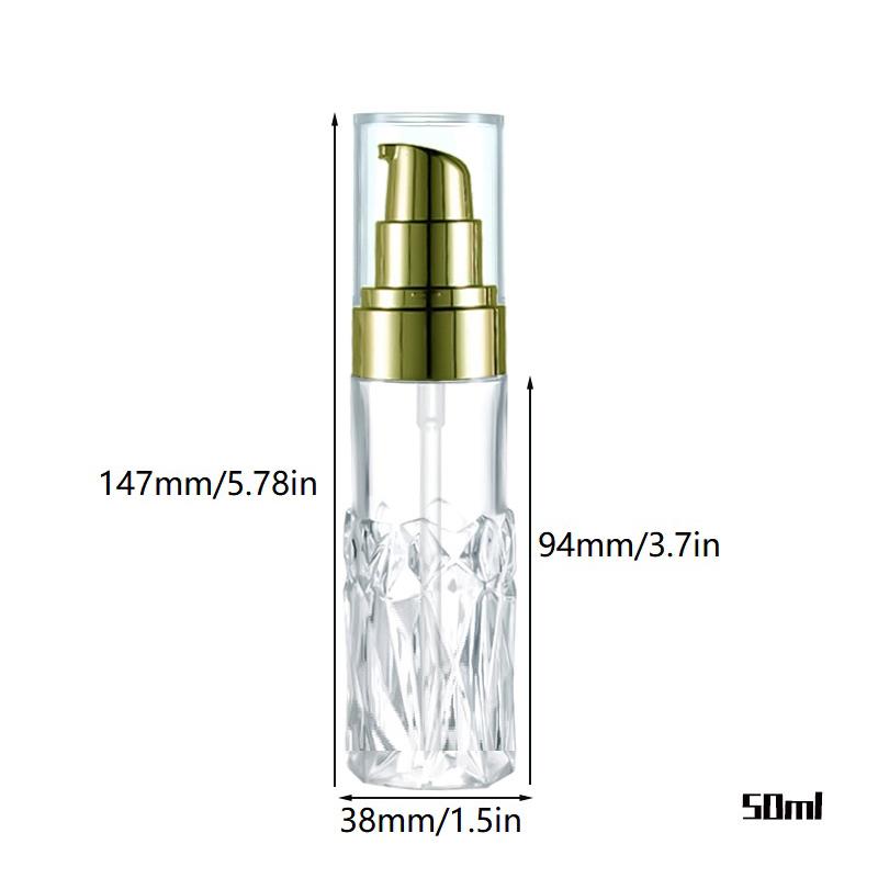 1pcs 50ml Press Pump Empty Refillable Glass Bottles Leakproof Cosmetic Containers For Serums Lotions Skincare Durable