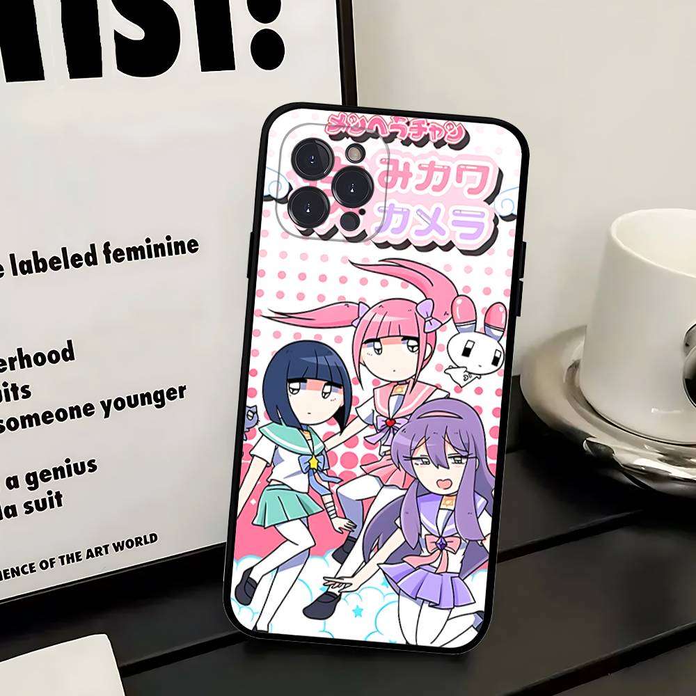 Anime Menhera Chan Phone Case For Iphone 16 15 17 13 14 12 11 Pro Max Plus Black Shell Cover Case
