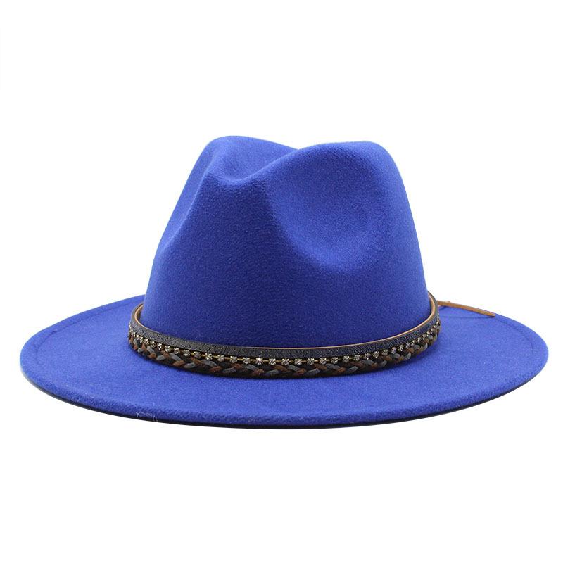 Wish Ethnic Minority Style Men And Women Couple Big Edge Jazz Hat Wool Top Hat