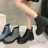 Jesienne nowe małe krótkie botki damskie jesienne nowe małe na grubej podeszwie casualowe wszechstronne sznurowane buty Martin
