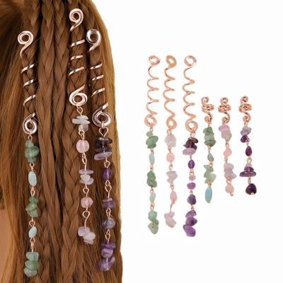 Persönlichkeit übertrieben Zopf Haar Schnur Persönlichkeit Naturstein Anhänger Haar Ring ethnischen Stil Kopf Seil Dreadlocks Vintage Haarspange