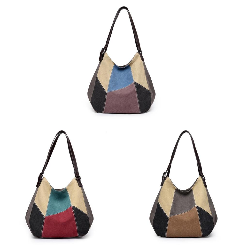 Canvas Tote Bag For Women Large Capacity Street Style With Zipper Closure For Daily Use