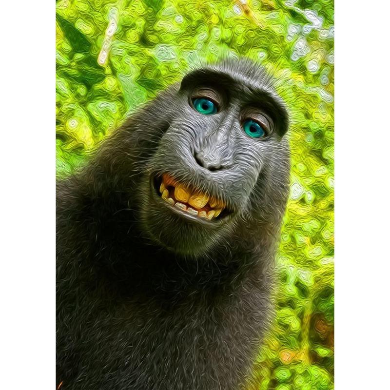Funny Monkey Selfie Happy Chimpanzee Poster with Print Canvas Painting Animal Wall Art for the Living Room Home Decor Cuadros