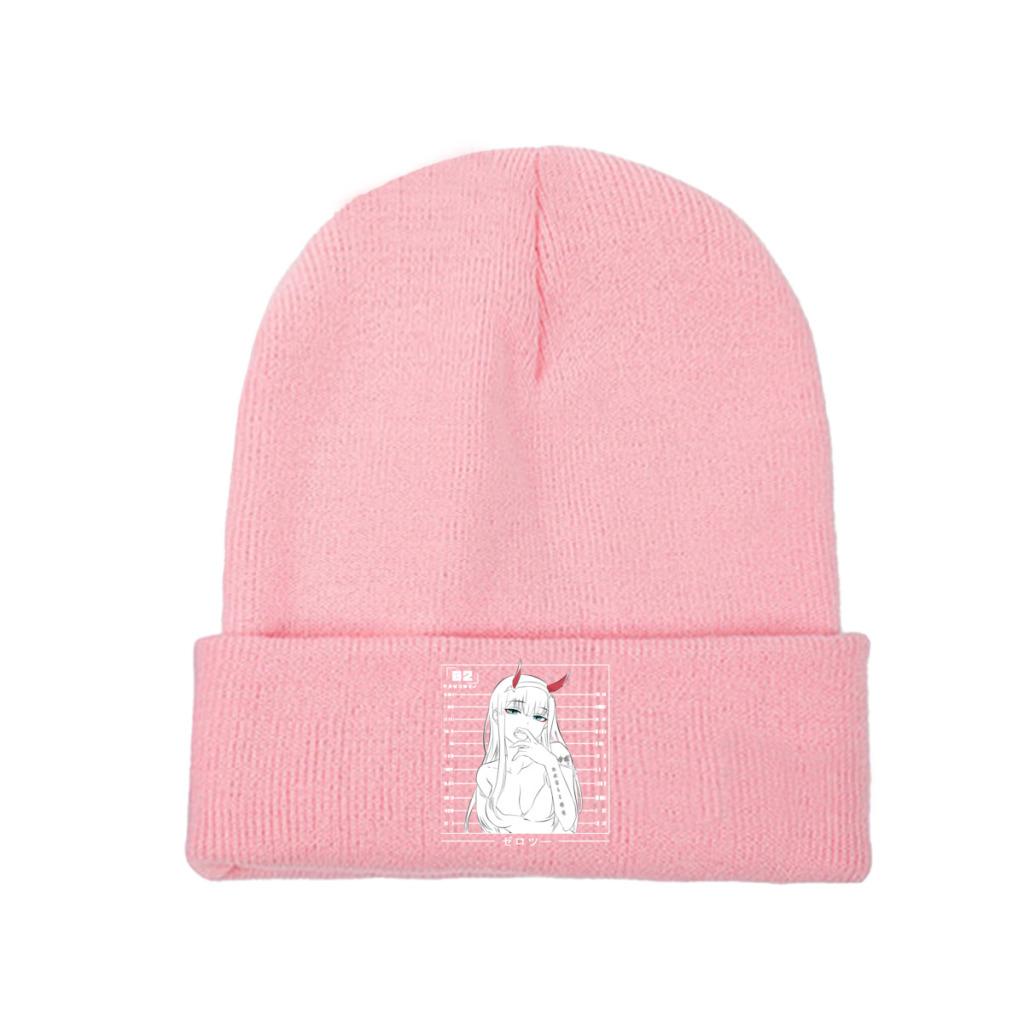 Zero Two Darling In The Franxx Knitted Caps Women's Unisex's Beanie Autumn Winter Hat Polyester Sexy Crochet Cap