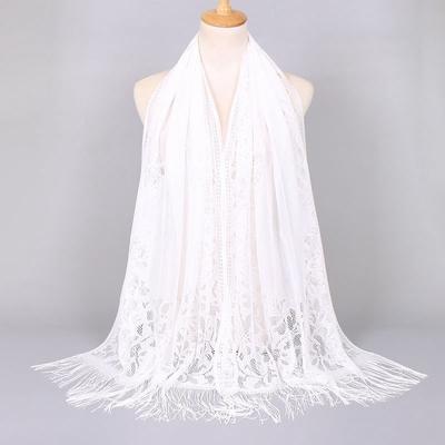Hollow-out Tassel Scarf Monochrome Breathable Fashion Polyester