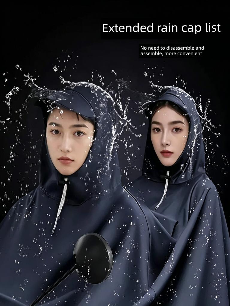 Electric Vehicle Raincoat, Enlarged and Thickened, Oxford Cloth Rainproof Double-Person Poncho, Long Raincoat Specifically for Motorcycles