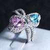 European & American Fashion Rhinestone Crystal Double Heart Ring