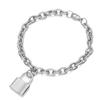 Trendy 18K Gold Plated Stainless Steel Lock Pendant Chain Bracelet Lock Key Pendant Charm Bracelet Hip-hop Couple Bracelet