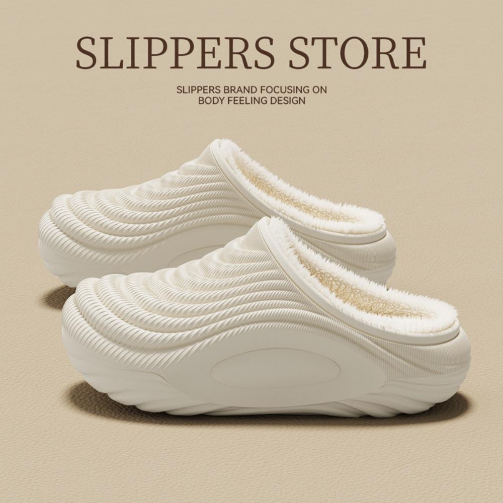 **Unisex EVA Waterproof Cotton Slippers Closed Toe Fleece Lined Soft Anti Slip Warm Home**