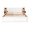 Double Bed 160x200cm with 2 Drawers Bedside Cabinets Reading Light Headboard Storage USB Charging Function Strong Wood Slat Support Bedroom Furniture