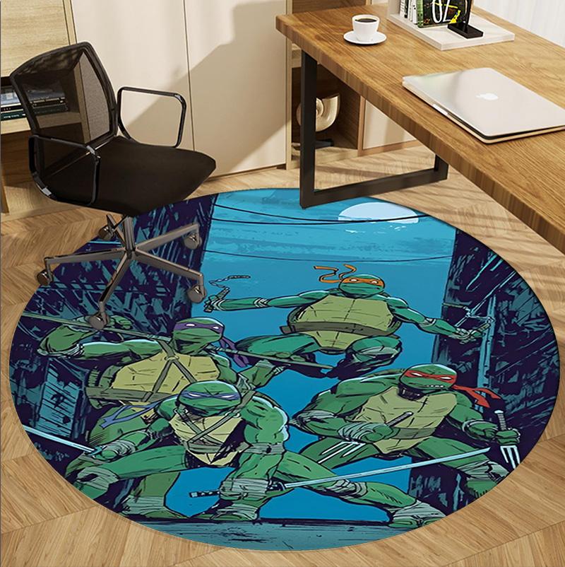 Teenage Mutant Ninja Turtles Pattern Round Rug, Indoor/Outdoor Mat, for Picnic, Gameroom, Bedroom, Office, Living Room, Home Decor Carpet, Birthday Gi