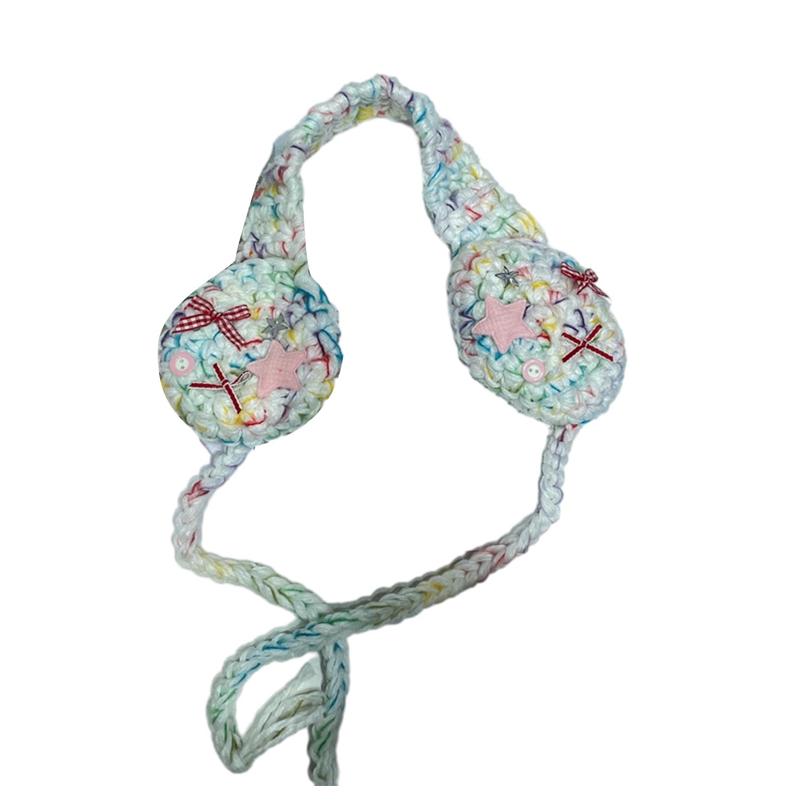 

Knitted Ear Cover Ear Warmers for Different Head Sizes Outdoor Winter Activities Riding Skiing Keep Warm Outdoor білий