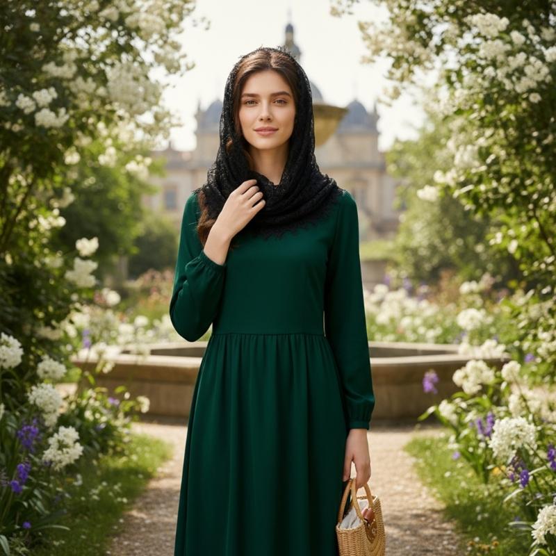 Modern Floral Lace Sheer Mesh Scarf Nylon Hair Accessory Elegant Head Wrap Fashion Headpiece