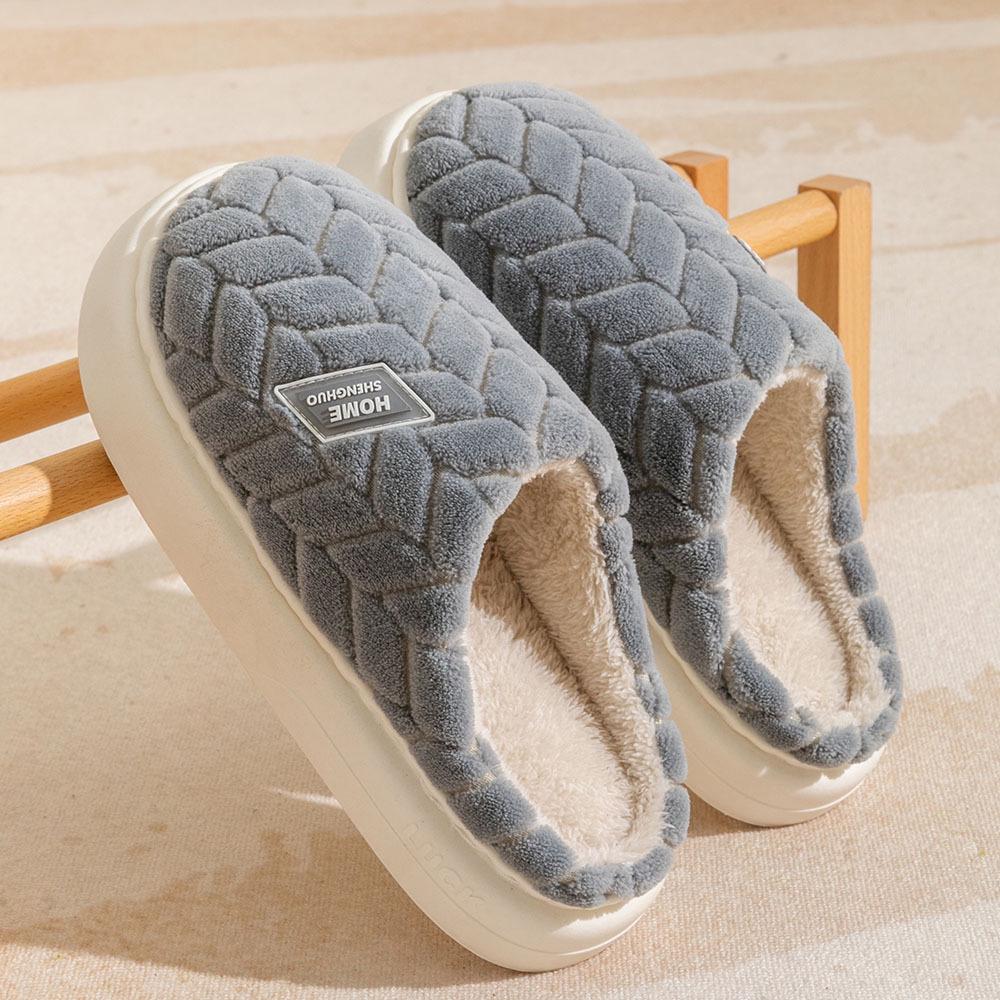 2025 Women's and Men's Cotton Slippers: Autumn/Winter Warm, Non-Slip, Thick-Soled, Plus Velvet, Wear-Resistant.