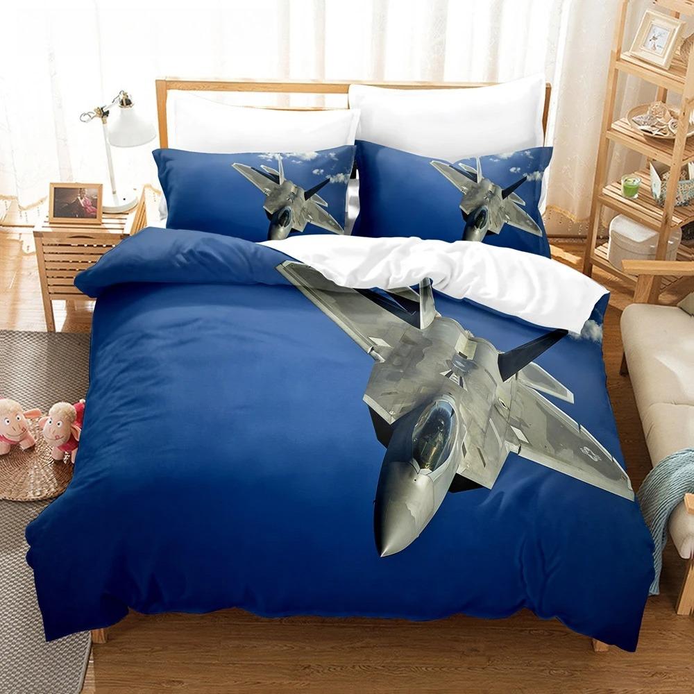 Fighter Fire King Queen pilns segas pārvalks Foršs lidmašīnas gultas veļas komplekts Militārais ventilators Segas pārvalks Sarkans Melns Poliestera segas pārvalks