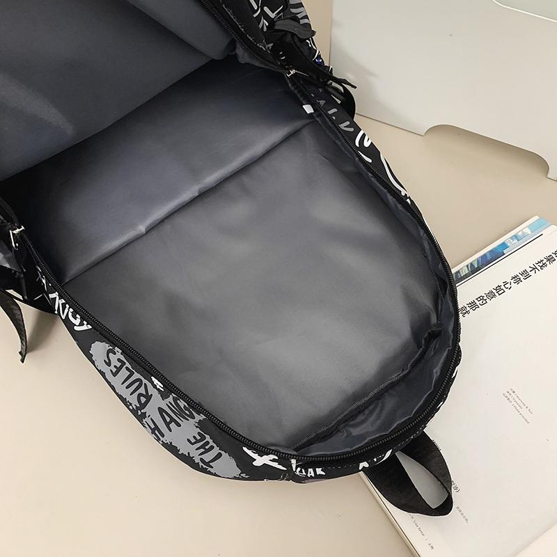 Graffiti-Print Herren Rucksack mit großem Fassungsvermögen Damen Leichter Schulrucksack aus Nylon für Studenten mit Münzbörse