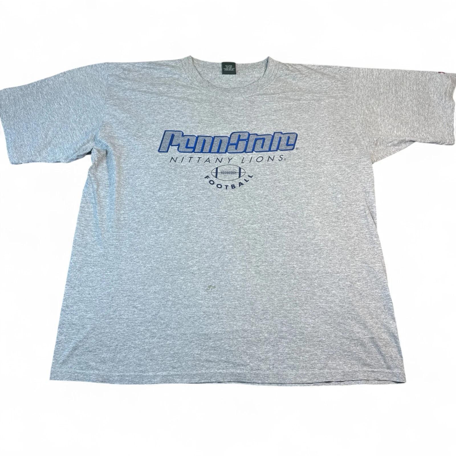 Vintage Penn State Lions T Shirt Adult Size XL Gray Football Nittany Logo NCAA 2XL