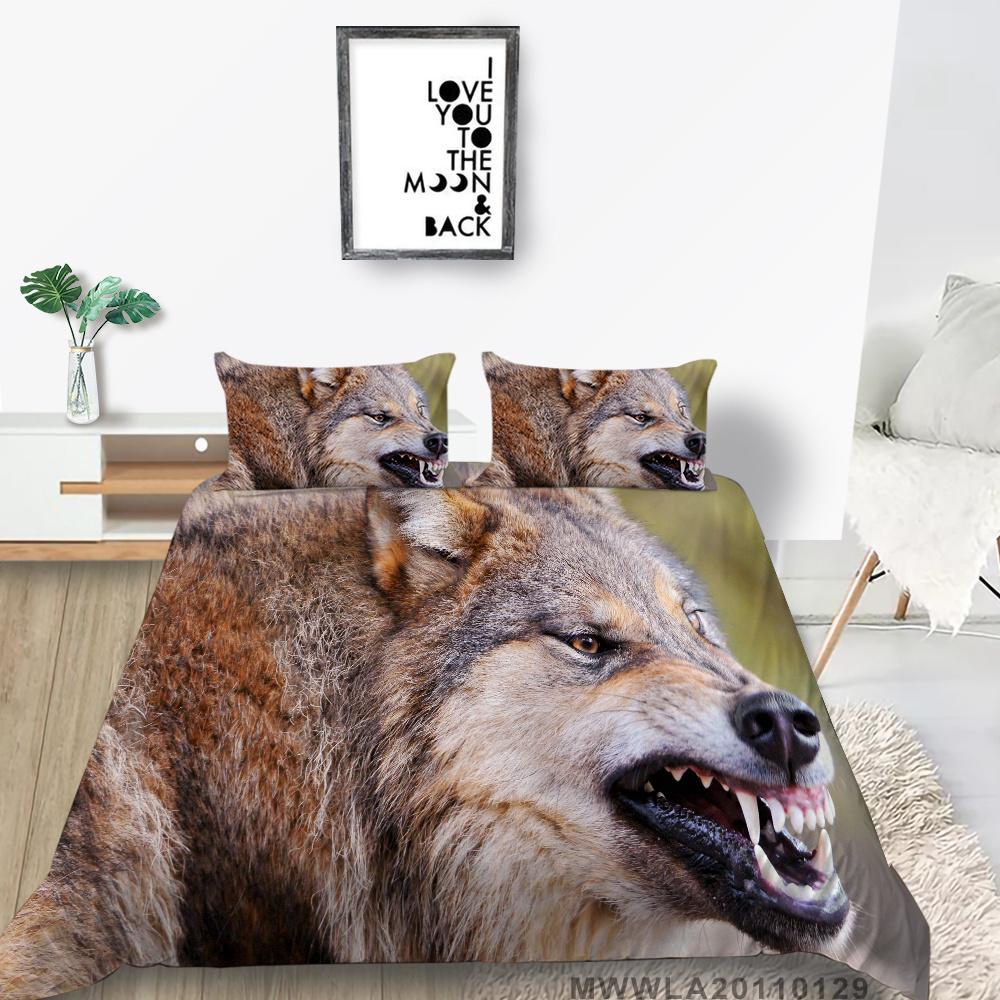 2023 New Style Wolf Printing Bedding Set Animals Duvet Cover Bed Cover Highend Pillowcase Cool Men Bedding Suit King Size Bed Set Cover