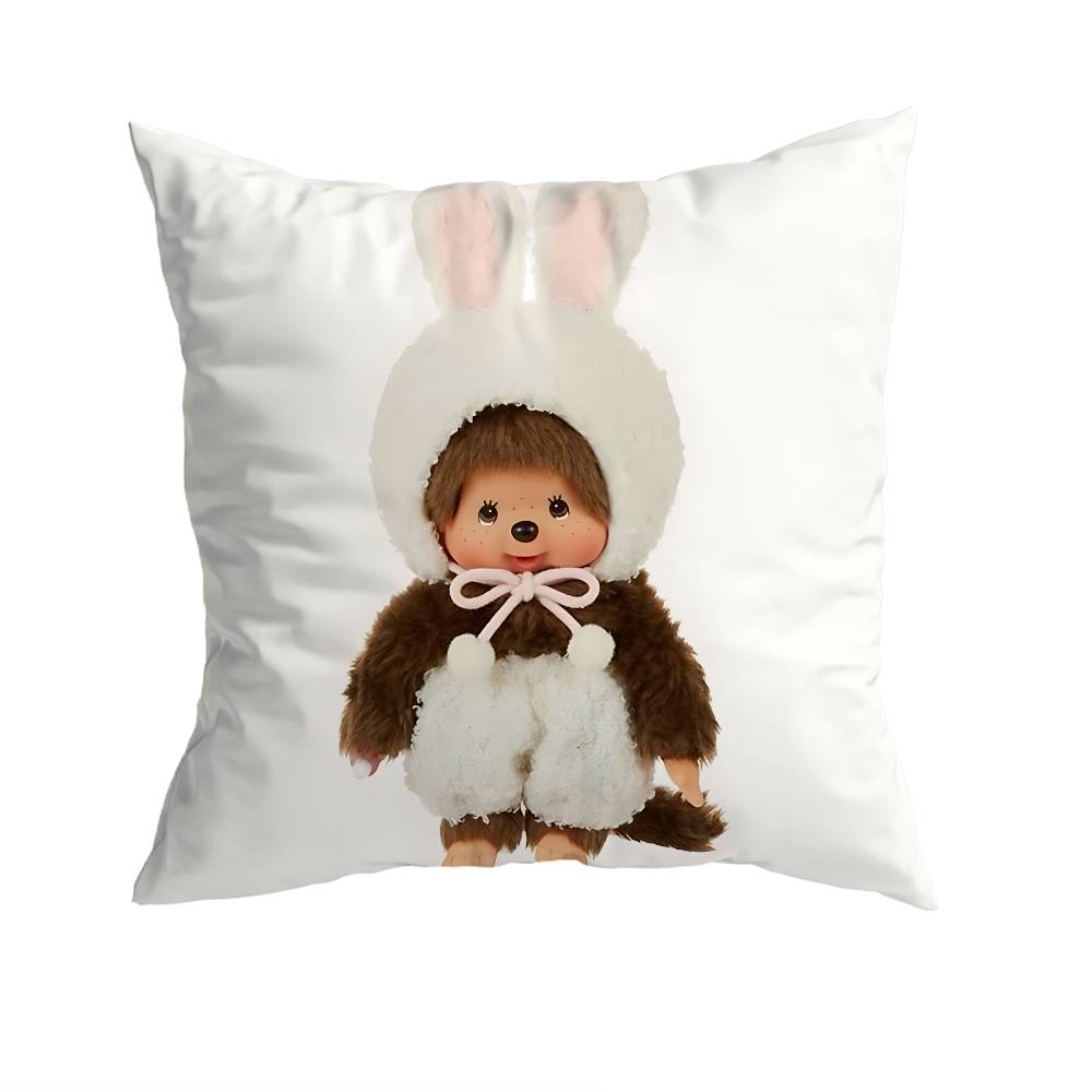 Cute Mmonchhichiss  Pillow Case Square DoubleSided Printing Short Plush Sofa Cushion Cover Bedroom Bedside Pillow