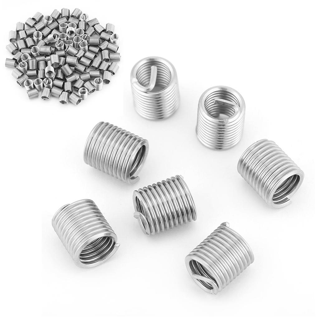 100pcs Stainless Steel SS304 Coiled Wire Helical Screw Thread Inserts M8 x 1.25 x 2D Length