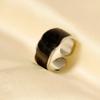 Different Style Silver Color Ring Black Oil Drop Open Adjustable Stainless Steel Rings For Women Men Accessories Enamel Jewelry